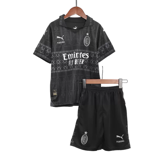 AC Milan x Pleasures Fourth Away Kids Soccer Jerseys Kit 2023/24